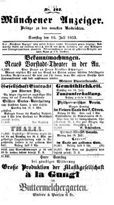 Neueste Nachrichten aus dem Gebiete der Politik (Münchner neueste Nachrichten) Samstag 16. Juli 1853