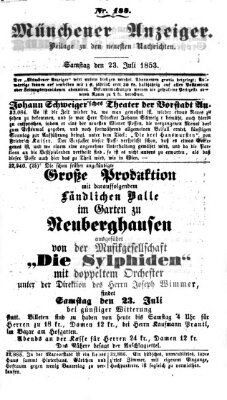 Neueste Nachrichten aus dem Gebiete der Politik (Münchner neueste Nachrichten) Samstag 23. Juli 1853