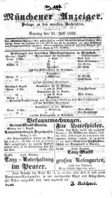 Neueste Nachrichten aus dem Gebiete der Politik (Münchner neueste Nachrichten) Sonntag 31. Juli 1853