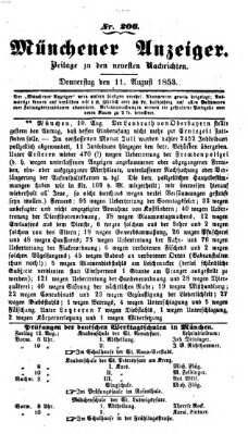 Neueste Nachrichten aus dem Gebiete der Politik (Münchner neueste Nachrichten) Donnerstag 11. August 1853