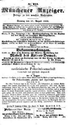 Neueste Nachrichten aus dem Gebiete der Politik (Münchner neueste Nachrichten) Sonntag 21. August 1853