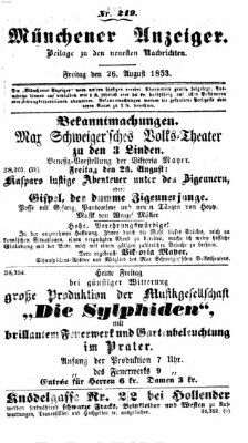 Neueste Nachrichten aus dem Gebiete der Politik (Münchner neueste Nachrichten) Freitag 26. August 1853