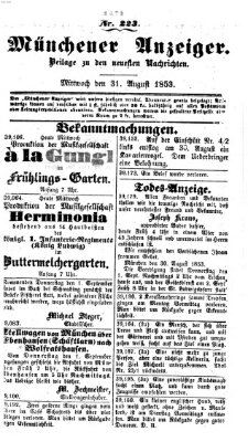 Neueste Nachrichten aus dem Gebiete der Politik (Münchner neueste Nachrichten) Mittwoch 31. August 1853