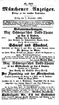 Neueste Nachrichten aus dem Gebiete der Politik (Münchner neueste Nachrichten) Freitag 2. September 1853