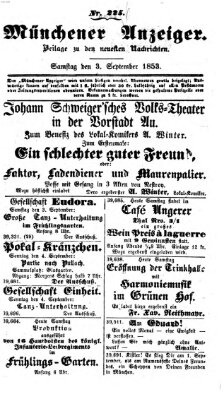 Neueste Nachrichten aus dem Gebiete der Politik (Münchner neueste Nachrichten) Samstag 3. September 1853