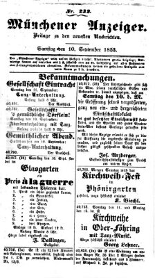 Neueste Nachrichten aus dem Gebiete der Politik (Münchner neueste Nachrichten) Samstag 10. September 1853