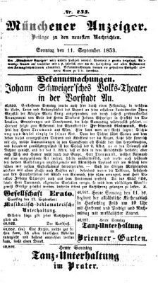 Neueste Nachrichten aus dem Gebiete der Politik (Münchner neueste Nachrichten) Sonntag 11. September 1853