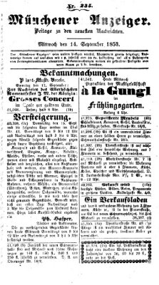 Neueste Nachrichten aus dem Gebiete der Politik (Münchner neueste Nachrichten) Mittwoch 14. September 1853