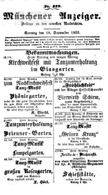 Neueste Nachrichten aus dem Gebiete der Politik (Münchner neueste Nachrichten) Sonntag 18. September 1853