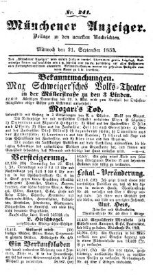 Neueste Nachrichten aus dem Gebiete der Politik (Münchner neueste Nachrichten) Mittwoch 21. September 1853