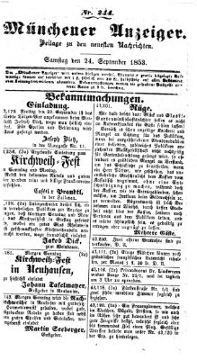 Neueste Nachrichten aus dem Gebiete der Politik (Münchner neueste Nachrichten) Samstag 24. September 1853