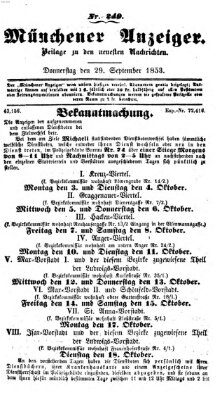 Neueste Nachrichten aus dem Gebiete der Politik (Münchner neueste Nachrichten) Donnerstag 29. September 1853