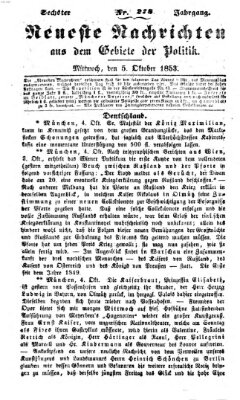 Neueste Nachrichten aus dem Gebiete der Politik (Münchner neueste Nachrichten) Mittwoch 5. Oktober 1853