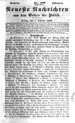 Neueste Nachrichten aus dem Gebiete der Politik (Münchner neueste Nachrichten) Freitag 7. Oktober 1853