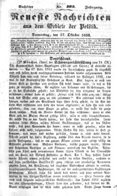 Neueste Nachrichten aus dem Gebiete der Politik (Münchner neueste Nachrichten) Donnerstag 27. Oktober 1853