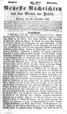 Neueste Nachrichten aus dem Gebiete der Politik (Münchner neueste Nachrichten) Sonntag 20. November 1853