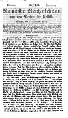 Neueste Nachrichten aus dem Gebiete der Politik (Münchner neueste Nachrichten) Montag 5. Dezember 1853