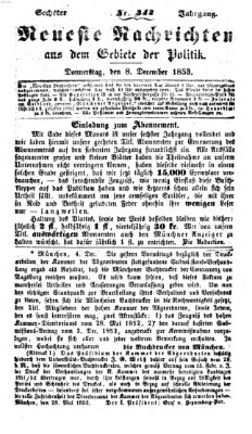 Neueste Nachrichten aus dem Gebiete der Politik (Münchner neueste Nachrichten) Donnerstag 8. Dezember 1853