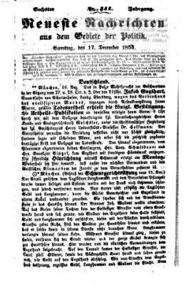 Neueste Nachrichten aus dem Gebiete der Politik (Münchner neueste Nachrichten) Samstag 17. Dezember 1853