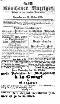 Neueste Nachrichten aus dem Gebiete der Politik (Münchner neueste Nachrichten) Donnerstag 20. Oktober 1853