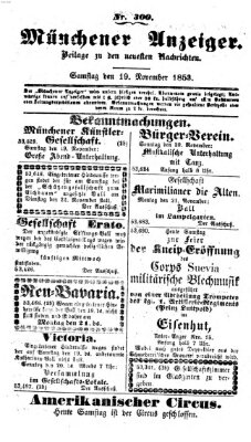 Neueste Nachrichten aus dem Gebiete der Politik (Münchner neueste Nachrichten) Samstag 19. November 1853