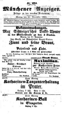 Neueste Nachrichten aus dem Gebiete der Politik (Münchner neueste Nachrichten) Montag 21. November 1853