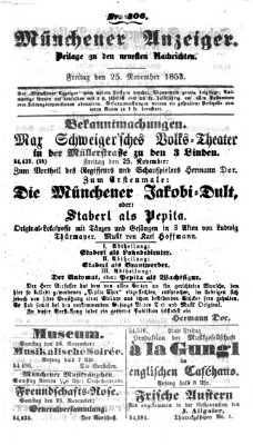 Neueste Nachrichten aus dem Gebiete der Politik (Münchner neueste Nachrichten) Freitag 25. November 1853