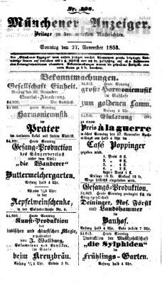 Neueste Nachrichten aus dem Gebiete der Politik (Münchner neueste Nachrichten) Sonntag 27. November 1853