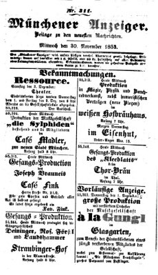 Neueste Nachrichten aus dem Gebiete der Politik (Münchner neueste Nachrichten) Mittwoch 30. November 1853