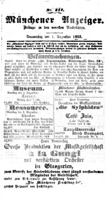 Neueste Nachrichten aus dem Gebiete der Politik (Münchner neueste Nachrichten) Donnerstag 1. Dezember 1853