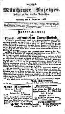 Neueste Nachrichten aus dem Gebiete der Politik (Münchner neueste Nachrichten) Sonntag 4. Dezember 1853