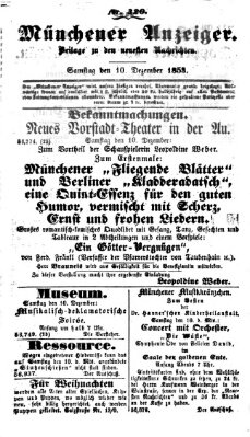 Neueste Nachrichten aus dem Gebiete der Politik (Münchner neueste Nachrichten) Samstag 10. Dezember 1853