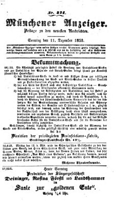 Neueste Nachrichten aus dem Gebiete der Politik (Münchner neueste Nachrichten) Sonntag 11. Dezember 1853