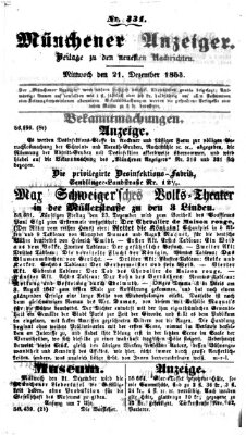 Neueste Nachrichten aus dem Gebiete der Politik (Münchner neueste Nachrichten) Mittwoch 21. Dezember 1853