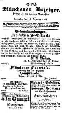 Neueste Nachrichten aus dem Gebiete der Politik (Münchner neueste Nachrichten) Donnerstag 22. Dezember 1853