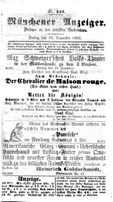 Neueste Nachrichten aus dem Gebiete der Politik (Münchner neueste Nachrichten) Freitag 23. Dezember 1853