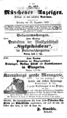 Neueste Nachrichten aus dem Gebiete der Politik (Münchner neueste Nachrichten) Sonntag 25. Dezember 1853