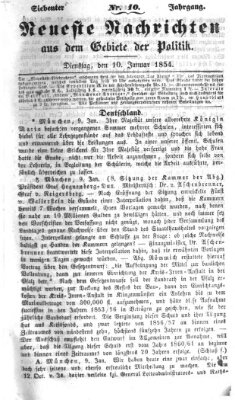 Neueste Nachrichten aus dem Gebiete der Politik (Münchner neueste Nachrichten) Dienstag 10. Januar 1854