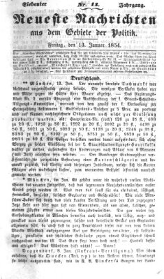 Neueste Nachrichten aus dem Gebiete der Politik (Münchner neueste Nachrichten) Freitag 13. Januar 1854