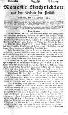 Neueste Nachrichten aus dem Gebiete der Politik (Münchner neueste Nachrichten) Samstag 14. Januar 1854