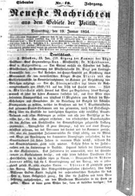 Neueste Nachrichten aus dem Gebiete der Politik (Münchner neueste Nachrichten) Donnerstag 19. Januar 1854