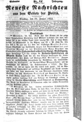 Neueste Nachrichten aus dem Gebiete der Politik (Münchner neueste Nachrichten) Dienstag 24. Januar 1854