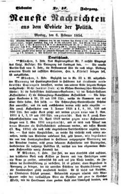 Neueste Nachrichten aus dem Gebiete der Politik (Münchner neueste Nachrichten) Montag 6. Februar 1854