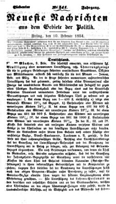 Neueste Nachrichten aus dem Gebiete der Politik (Münchner neueste Nachrichten) Freitag 10. Februar 1854