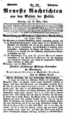 Neueste Nachrichten aus dem Gebiete der Politik (Münchner neueste Nachrichten) Sonntag 19. März 1854