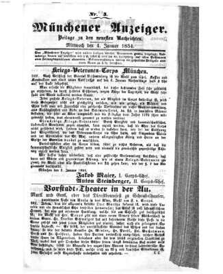 Neueste Nachrichten aus dem Gebiete der Politik (Münchner neueste Nachrichten) Mittwoch 4. Januar 1854