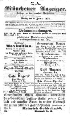 Neueste Nachrichten aus dem Gebiete der Politik (Münchner neueste Nachrichten) Montag 9. Januar 1854