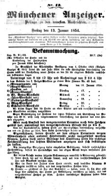 Neueste Nachrichten aus dem Gebiete der Politik (Münchner neueste Nachrichten) Freitag 13. Januar 1854