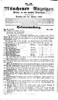 Neueste Nachrichten aus dem Gebiete der Politik (Münchner neueste Nachrichten) Samstag 14. Januar 1854