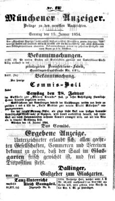 Neueste Nachrichten aus dem Gebiete der Politik (Münchner neueste Nachrichten) Sonntag 15. Januar 1854